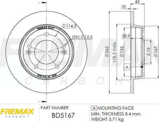 FREMAX BD-5167 - Тормозной диск autospares.lv