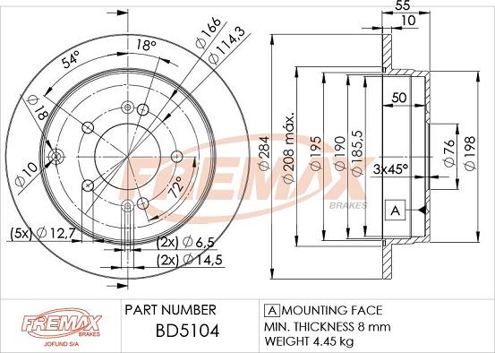 FREMAX BD-5104 - Тормозной диск autospares.lv