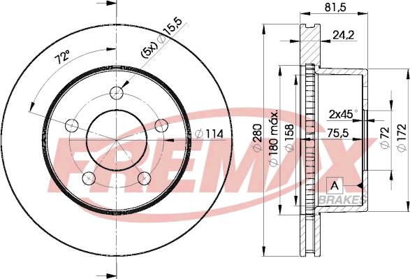 FREMAX BD-5115 - Тормозной диск autospares.lv