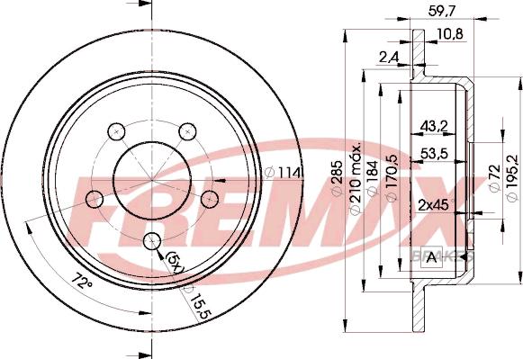 FREMAX BD-5116 - Тормозной диск autospares.lv