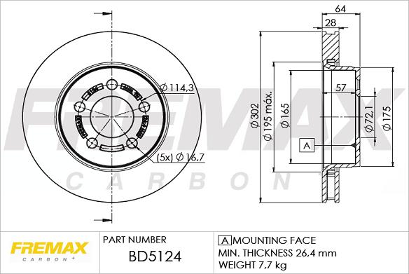 FREMAX BD-5124 - Тормозной диск autospares.lv