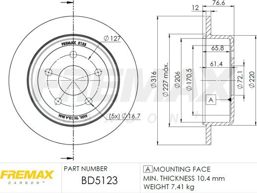 FREMAX BD-5123 - Тормозной диск autospares.lv