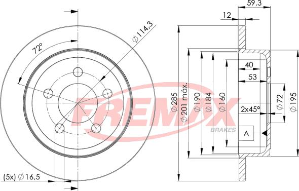 FREMAX BD-5122 - Тормозной диск autospares.lv