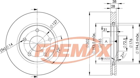 FREMAX BD-5170 - Тормозной диск autospares.lv