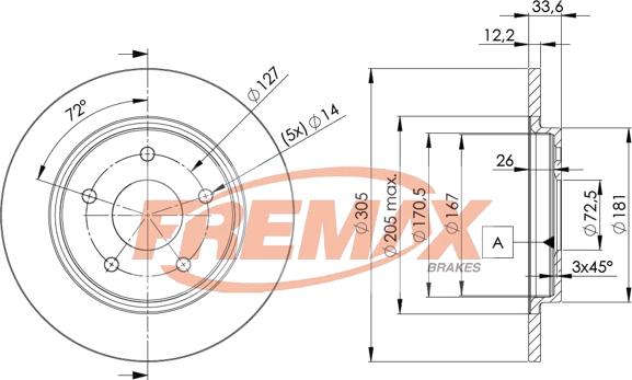 FREMAX BD-5173 - Тормозной диск autospares.lv