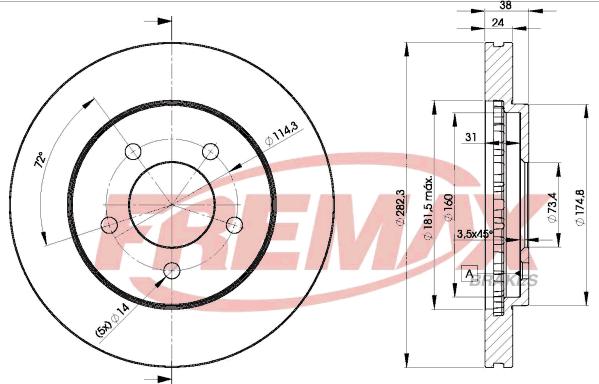 FREMAX BD-5347 - Тормозной диск autospares.lv
