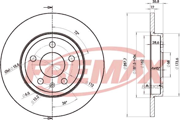 FREMAX BD-5316 - Тормозной диск autospares.lv