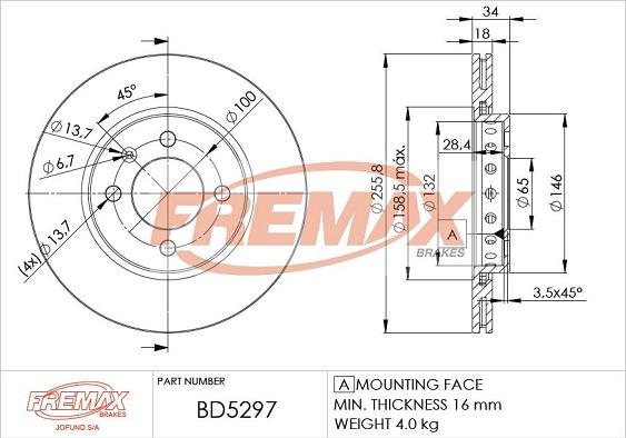 FREMAX BD-5297 - Тормозной диск autospares.lv