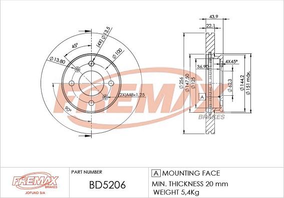 FREMAX BD-5206 - Тормозной диск autospares.lv