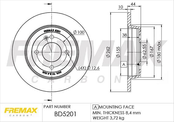 FREMAX BD-5201 - Тормозной диск autospares.lv