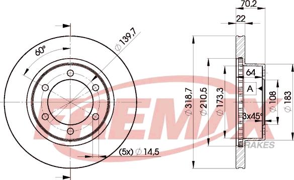 FREMAX BD-5210 - Тормозной диск autospares.lv