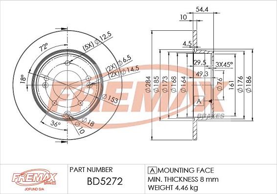 FREMAX BD-5272 - Тормозной диск autospares.lv