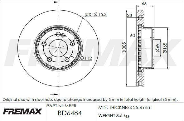 FREMAX BD-6484 - Тормозной диск autospares.lv