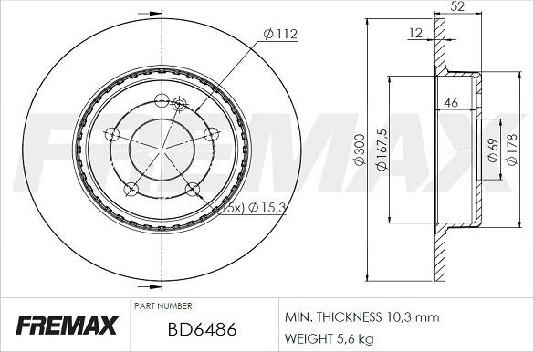 FREMAX BD-6486 - Тормозной диск autospares.lv