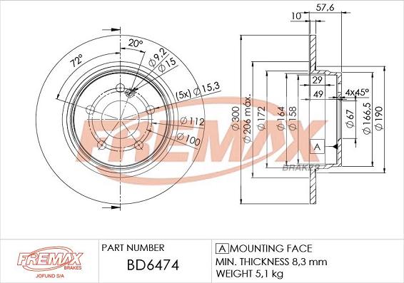 FREMAX BD-6474 - Тормозной диск autospares.lv