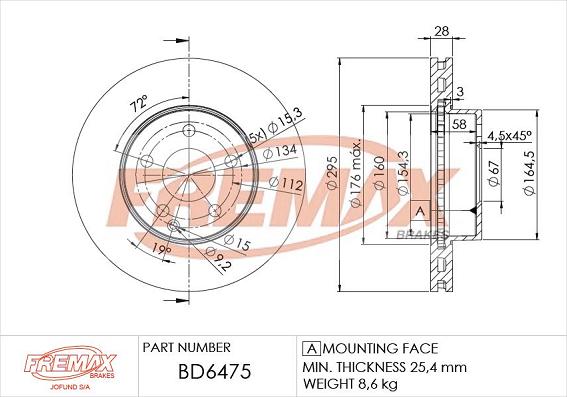 FREMAX BD-6475 - Тормозной диск autospares.lv