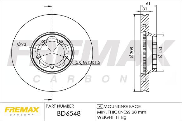 FREMAX BD-6548 - Тормозной диск autospares.lv