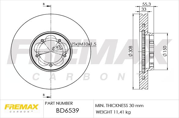 FREMAX BD-6539 - Тормозной диск autospares.lv