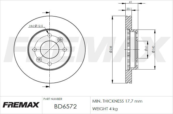 FREMAX BD-6572 - Тормозной диск autospares.lv