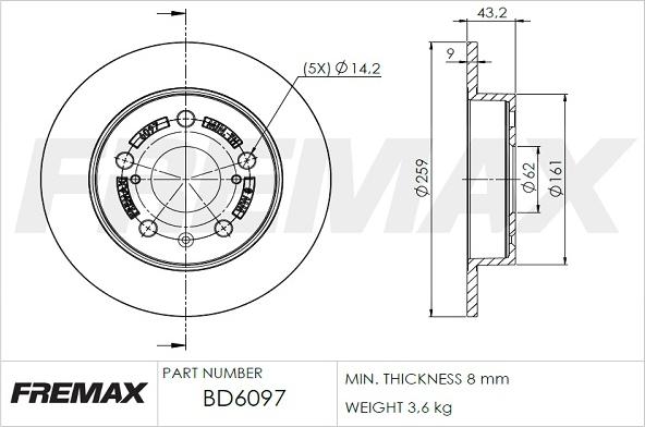 FREMAX BD-6097 - Тормозной диск autospares.lv