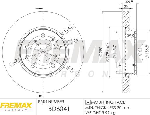 FREMAX BD-6041 - Тормозной диск autospares.lv