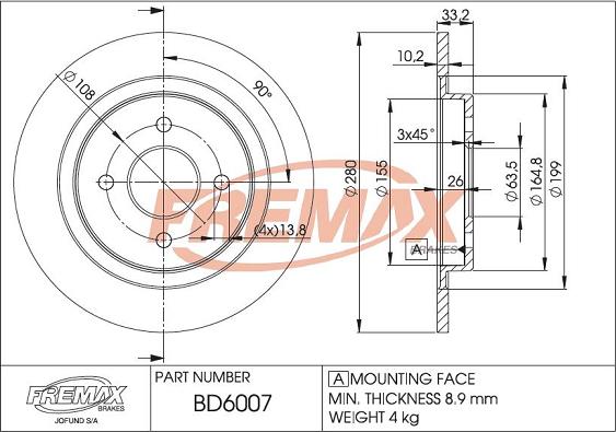 FREMAX BD-6007 - Тормозной диск autospares.lv