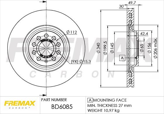 FREMAX BD-6085 - Тормозной диск autospares.lv