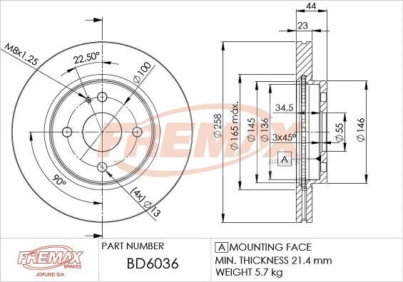 FREMAX BD-6036 - Тормозной диск autospares.lv