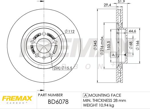 FREMAX BD-6078 - Тормозной диск autospares.lv