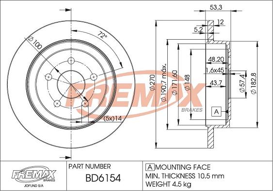 FREMAX BD-6154 - Тормозной диск autospares.lv