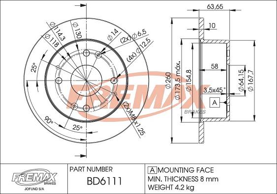 FREMAX BD-6111 - Тормозной диск autospares.lv