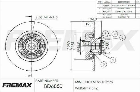 FREMAX BD-6850-KT - Тормозной диск autospares.lv