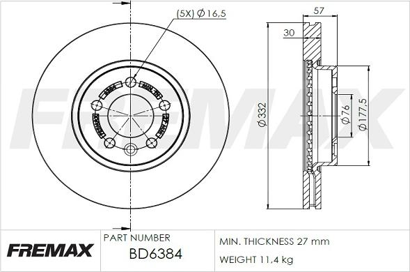 FREMAX BD-6384 - Тормозной диск autospares.lv