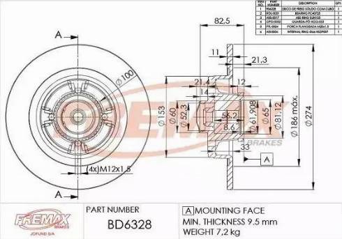 FREMAX BD-6328 - Тормозной диск autospares.lv