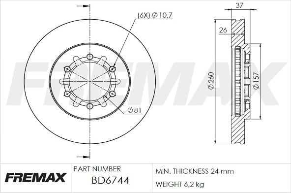 FREMAX BD-6744 - Тормозной диск autospares.lv