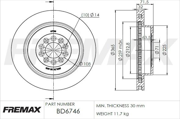 FREMAX BD-6746 - Тормозной диск autospares.lv