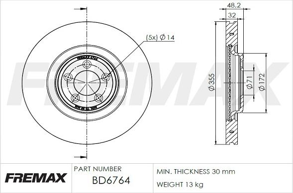 FREMAX BD-6764 - Тормозной диск autospares.lv