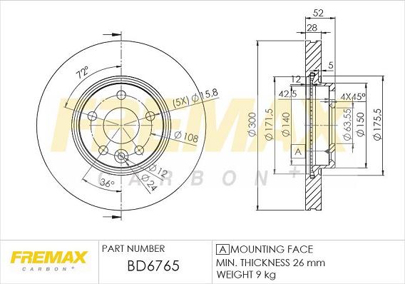 FREMAX BD-6765 - Тормозной диск autospares.lv