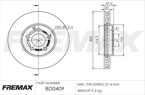 FREMAX BD-0409 - Тормозной диск autospares.lv