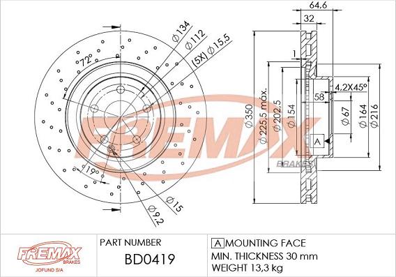 FREMAX BD-0419 - Тормозной диск autospares.lv