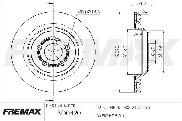 FREMAX BD-0420 - Тормозной диск autospares.lv