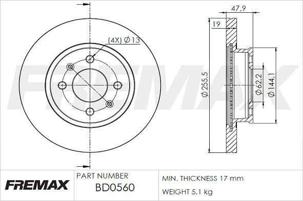 FREMAX BD-0560 - Тормозной диск autospares.lv
