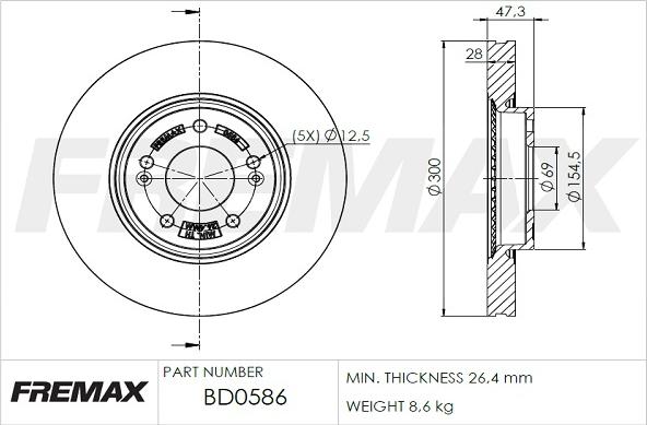 FREMAX BD-0586 - Тормозной диск autospares.lv