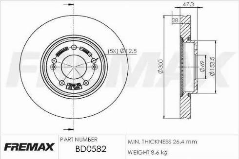 FREMAX BD-0582 - Тормозной диск autospares.lv