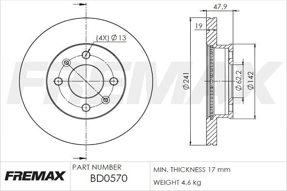 FREMAX BD-0570 - Тормозной диск autospares.lv