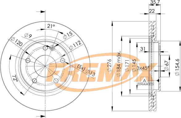 FREMAX BD-0612 - Тормозной диск autospares.lv