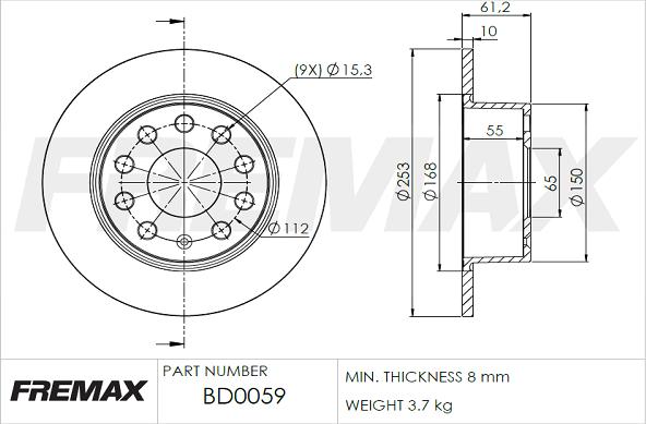 FREMAX BD-0059 - Тормозной диск autospares.lv