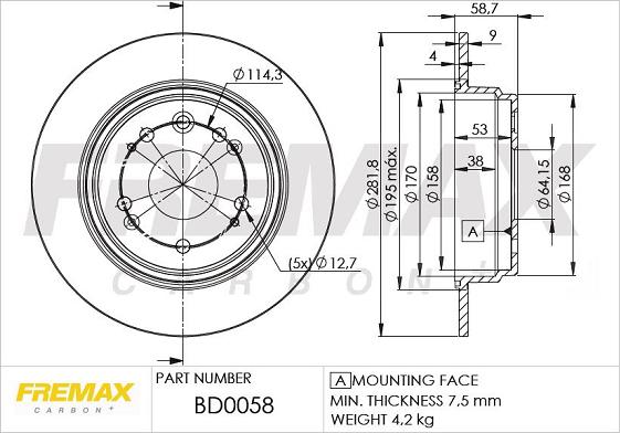 FREMAX BD-0058 - Тормозной диск autospares.lv