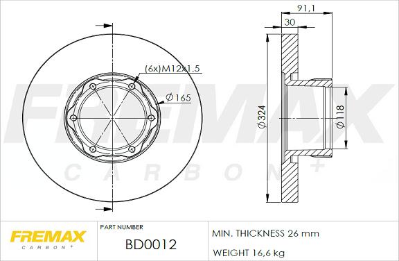 FREMAX BD-0012 - Тормозной диск autospares.lv