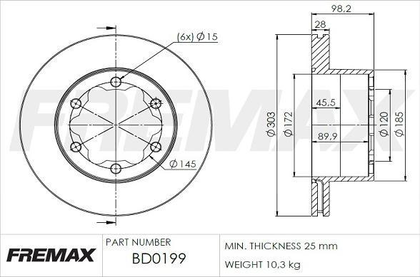 FREMAX BD-0199 - Тормозной диск autospares.lv